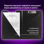 Папка-планшет BRAUBERG А4 (340х240 мм) с прижимом и крышкой картон/ПВХ Россия черная (5 штук в упаковке)