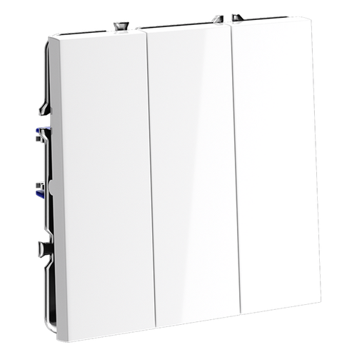 Выключатель встраиваемый VOLTUM S70 трехклавишный 10А, (белый глянцевый)