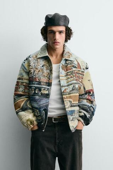 ZARA Х FORD СТЕГАНАЯ ЖАККАРДОВАЯ КУРТКА, РАЗНОЦВЕТНЫЙ