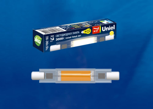 LED-J78-7W/3000K/R7s/CL GLZ07TR Лампа светодиодная, прозрачная. Теплый белый свет (3000К). Картон. ТМ Uniel.