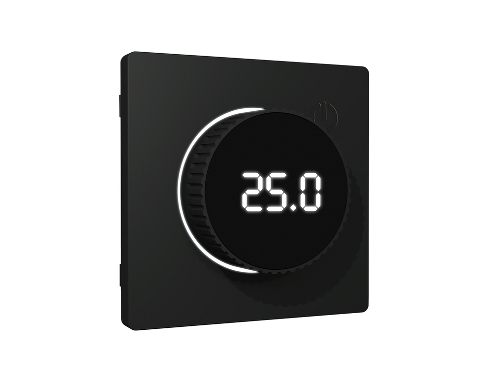AP8058 Лицевая панель ALFA (Черный матовый) для терморегулятора теплого пола с цифровым дисплеем QUANT