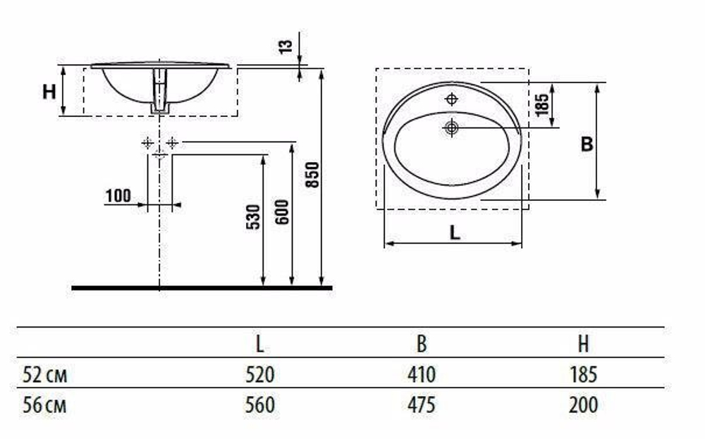УМЫВАЛЬНИК ROCA ADORA 52