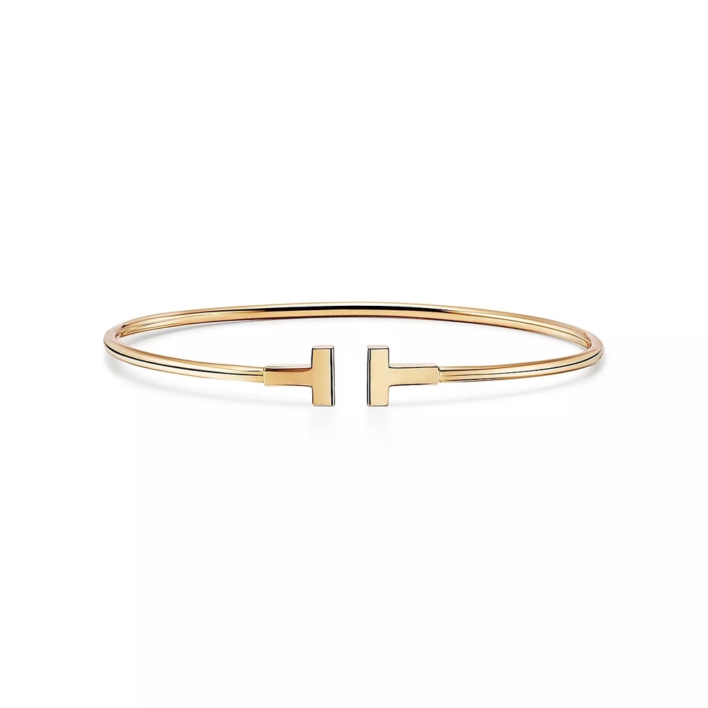 Браслет из жёлтого золота 18k 💙Tiffany, T narrow wire bracelete✨Exclusive✨Единственный в наличии
