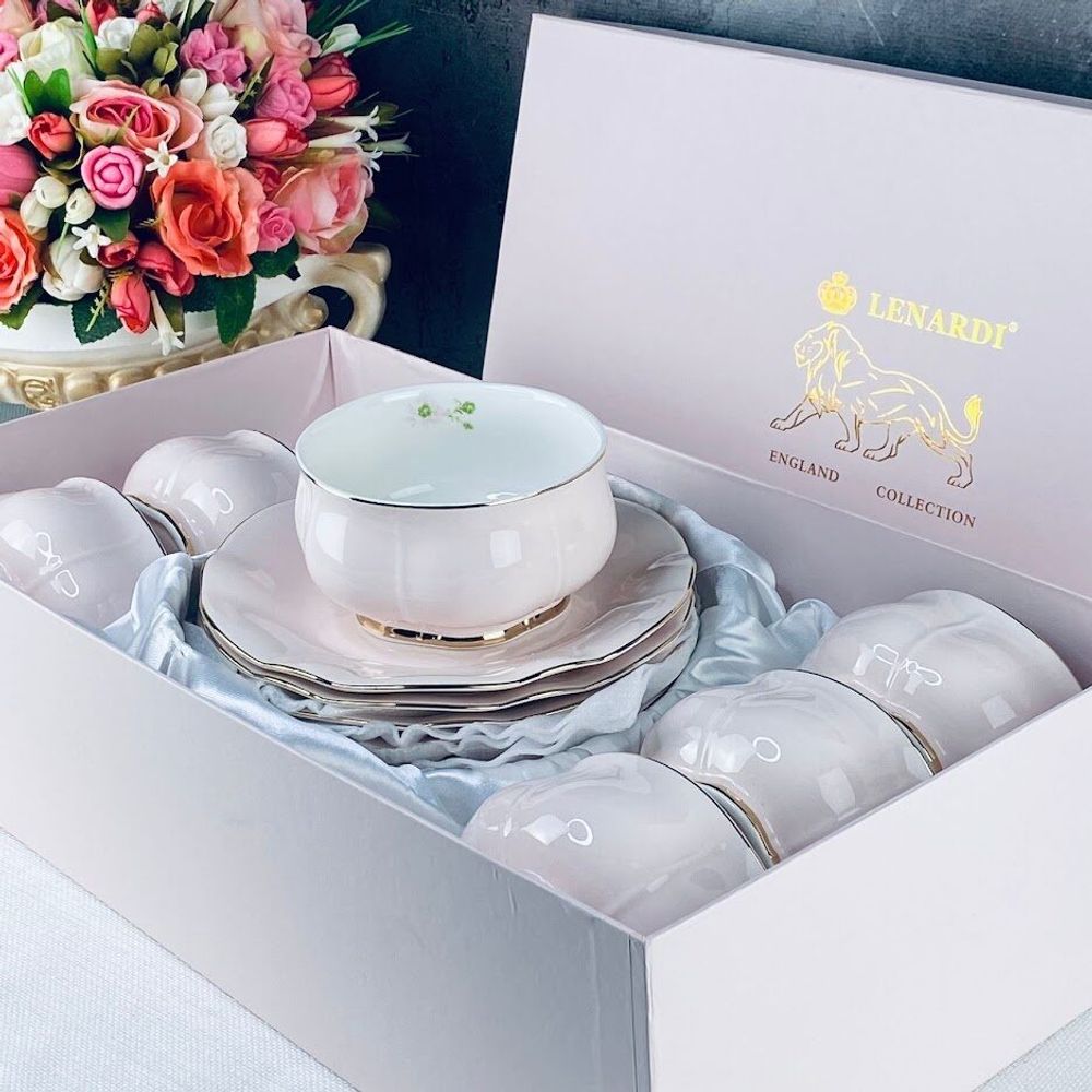 Lenardi 133-361 Набор 6 салатников 12см и 6 тарелок 19см MULTICOLOR в под.уп.(х4)Фарфор