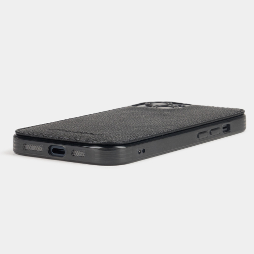Чехол для iPhone 15 из кожи сафьяно, черного цвета