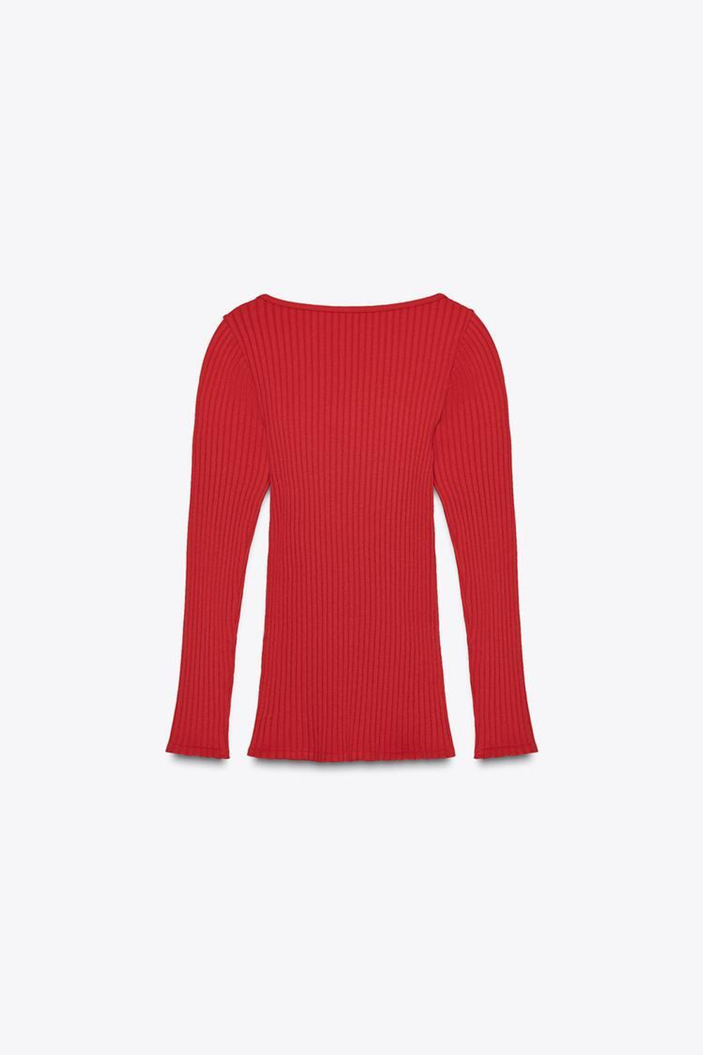 ZARA БЕСШОВНЫЙ ТОП В РУБЧИК С БАНТОМ, КРАСНЫЙ