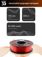Пластик для 3D принтера BYNET3D PLA Transparent Red (BN_PLA00_TR)