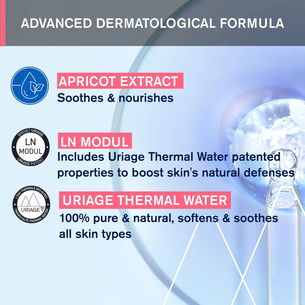 Uriage, Термальная мицеллярная вода с экстрактом абрикоса, для чувствительной кожи, 500 мл (17 жидк. унц.)
