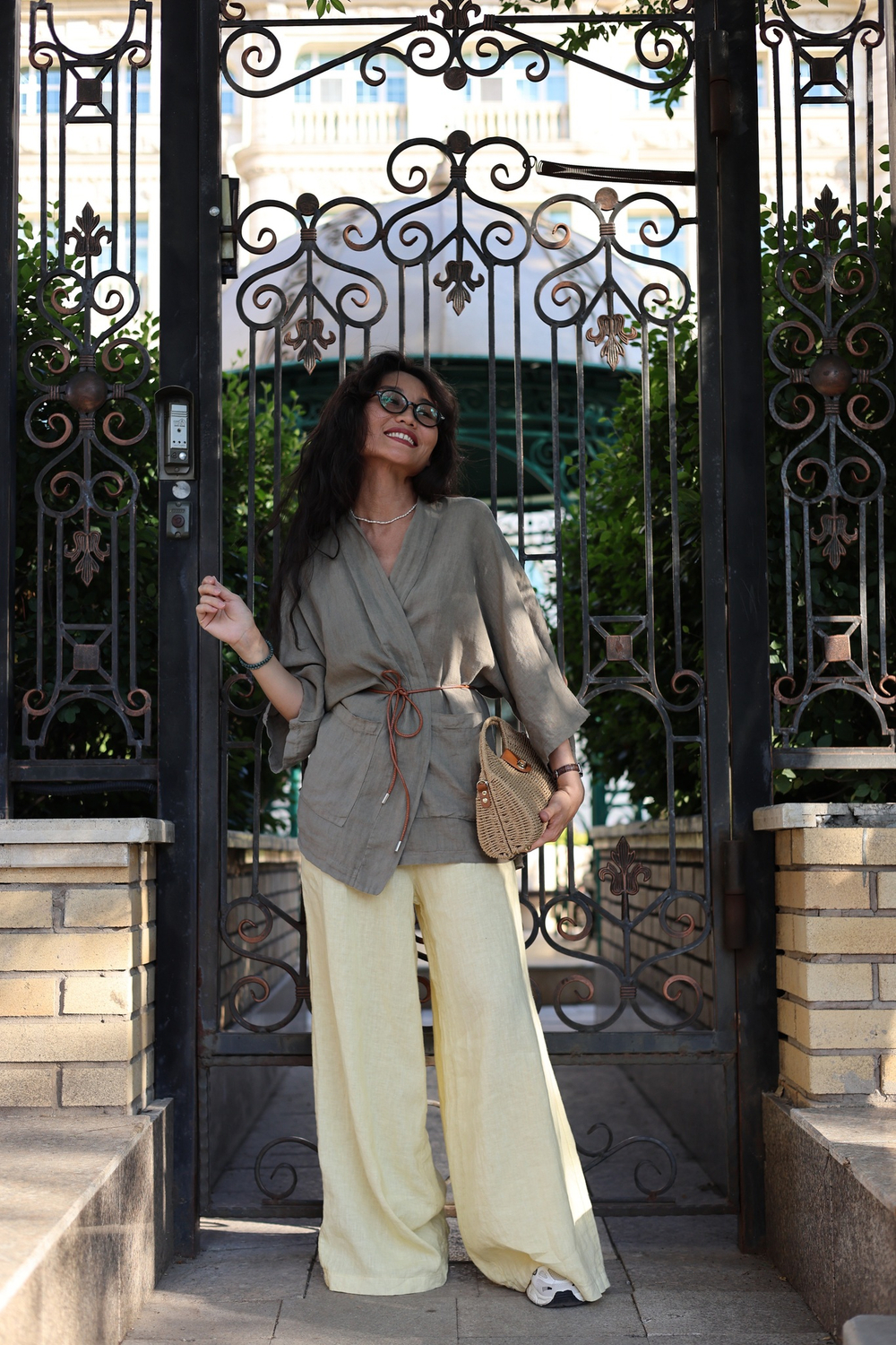 широкие льняные брюки