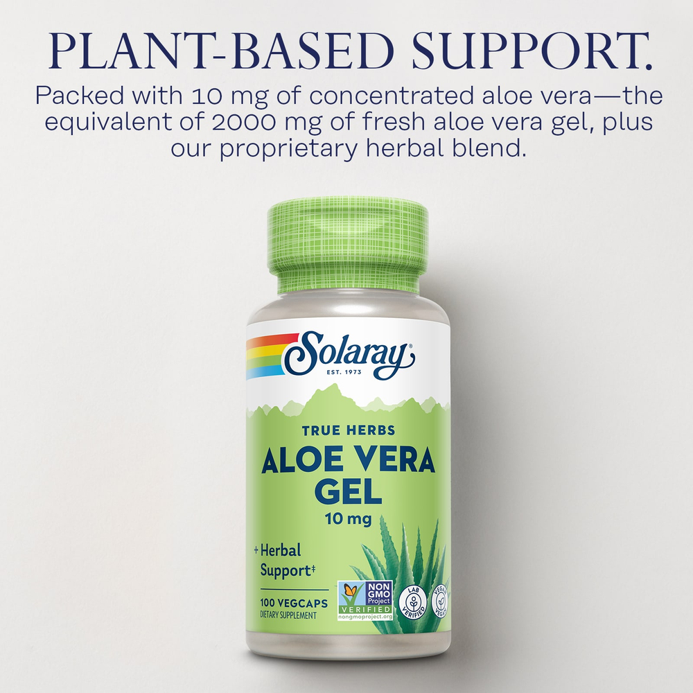 Solaray, True Herbs, гель из алоэ вера, 100 капсул VegCap