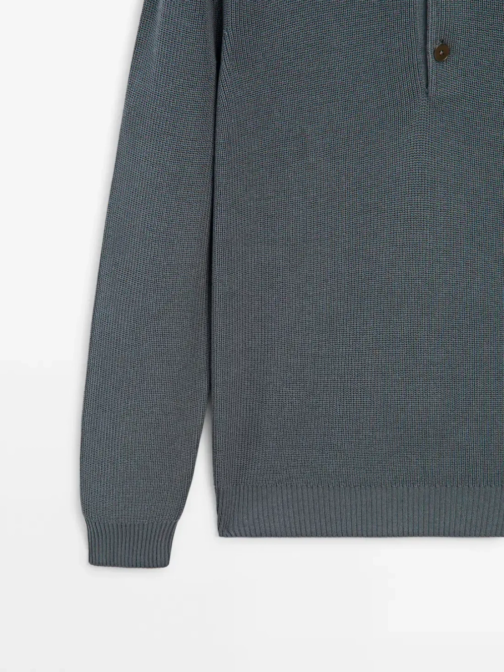 Massimo Dutti Хлопковый свитер с воротником поло, синеватый