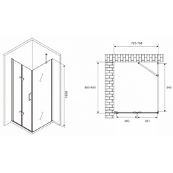 Душевой уголок Abber Zart 80x90 AG08080P-S91 профиль Хром стекло прозрачное