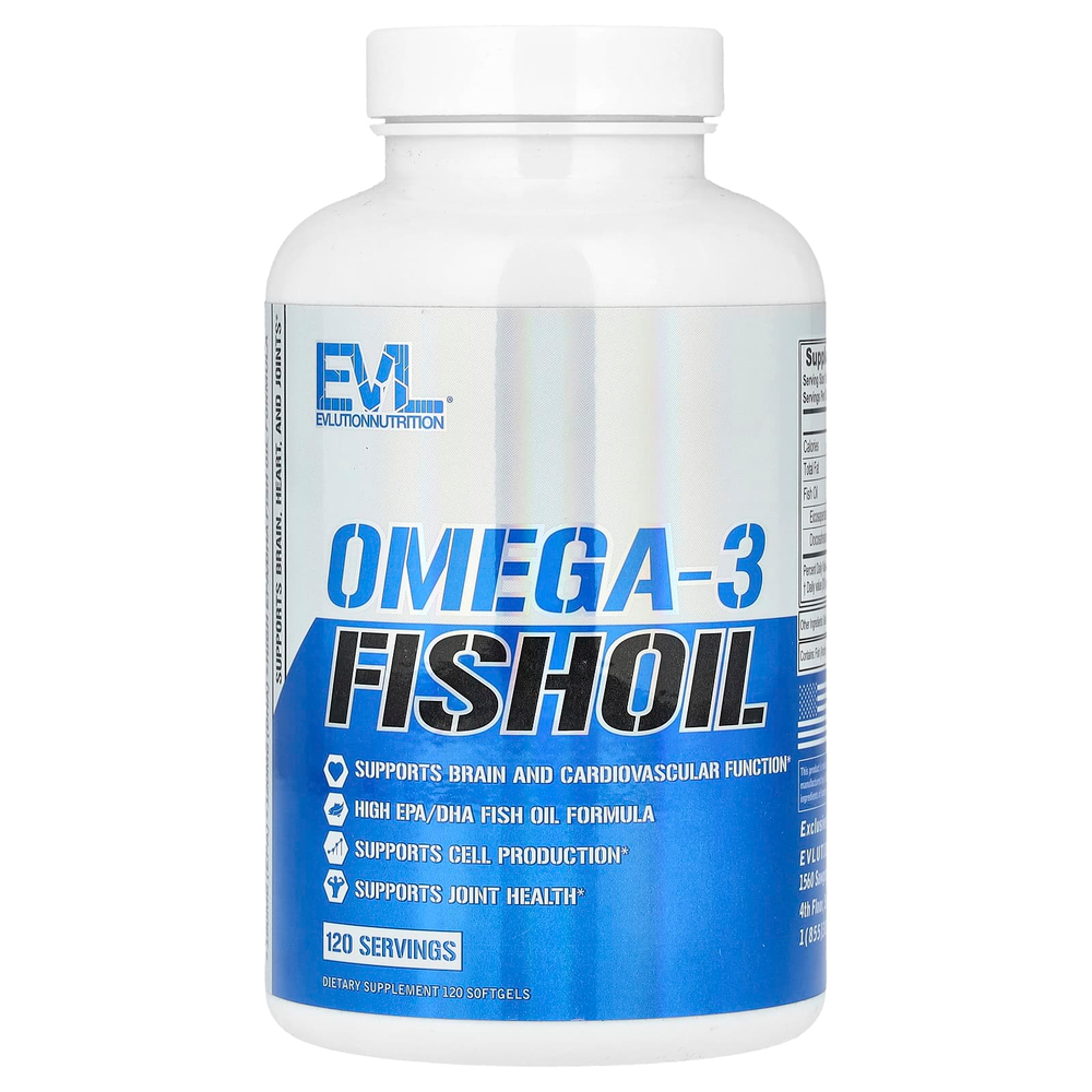 EVLution Nutrition, рыбий жир с омега-3, 1000 мг, 120 капсул