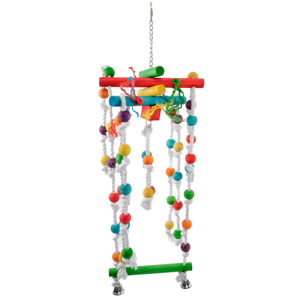 SkyRus Игрушка для птиц "Качели с бусинами", 22х22х62см
