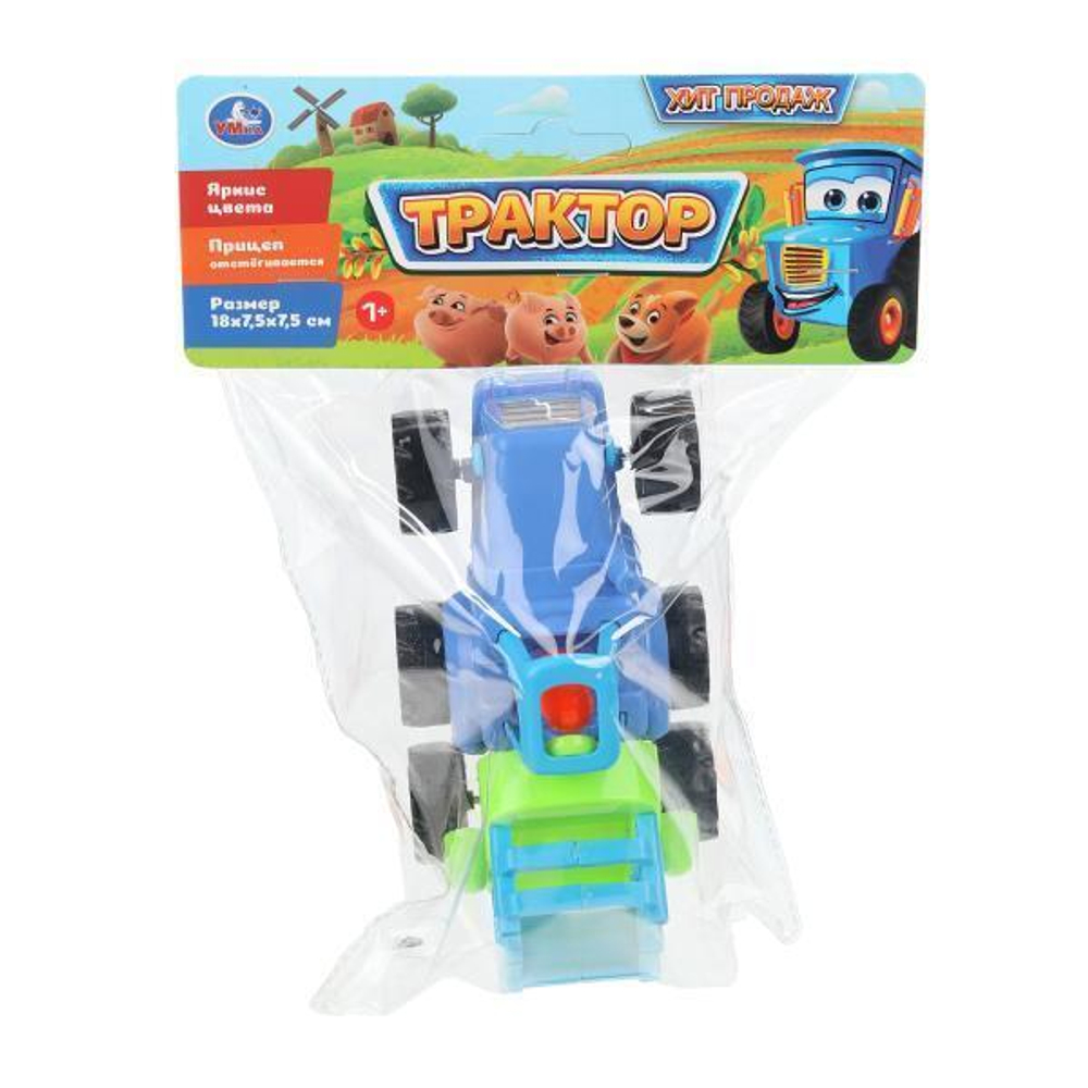 Каталка "Синий трактор" с прицепом, в пакет 1709A018-R1 (Умка)