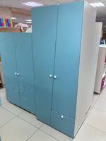 Шкаф 2-х дверный с ящиком Диагональ МДФ белый/ниагара