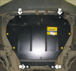 Усиленная защита Motodor картера двигателя, кпп. 2 мм, сталь. для Chrysler Pacifica 2003-2008 арт.00307