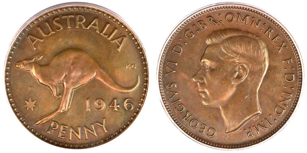 Австралия 1 пенни, 1938-1948 XF