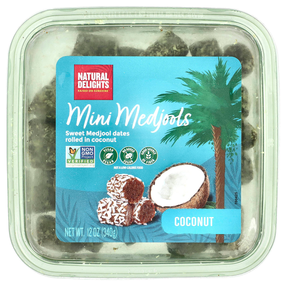 Natural Delights, Mini Medjools, кокос, 340 г (12 унций)
