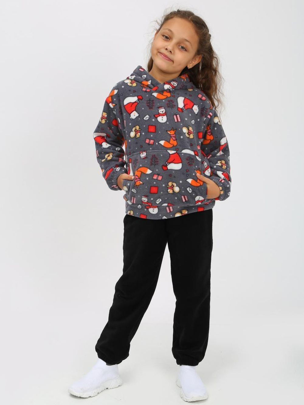 Костюм для девочек флис "Хелен-3" р.128, Тёмно-серый (Ивашка)