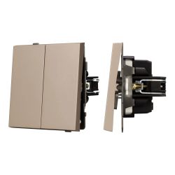 Механизм выключателя двухклавишный проходной SWT-TENDO-MKP2-PL-GD (230V, 10A) (Arlight, Песочный) 054069