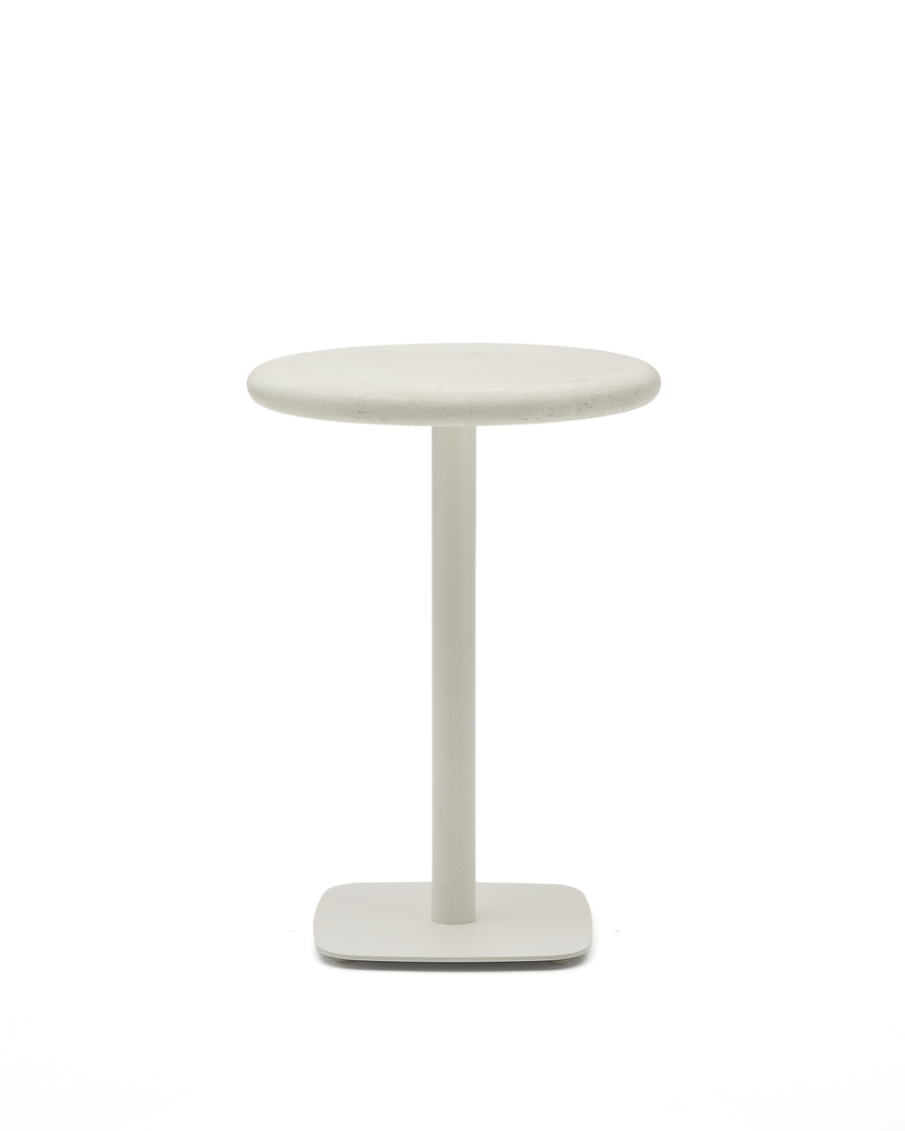 Уличный стол Dina круглый белый из цемента и стали со столешницей Ø70 см