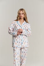 Костюм двойка из сатина с лыжниками - размер S-M