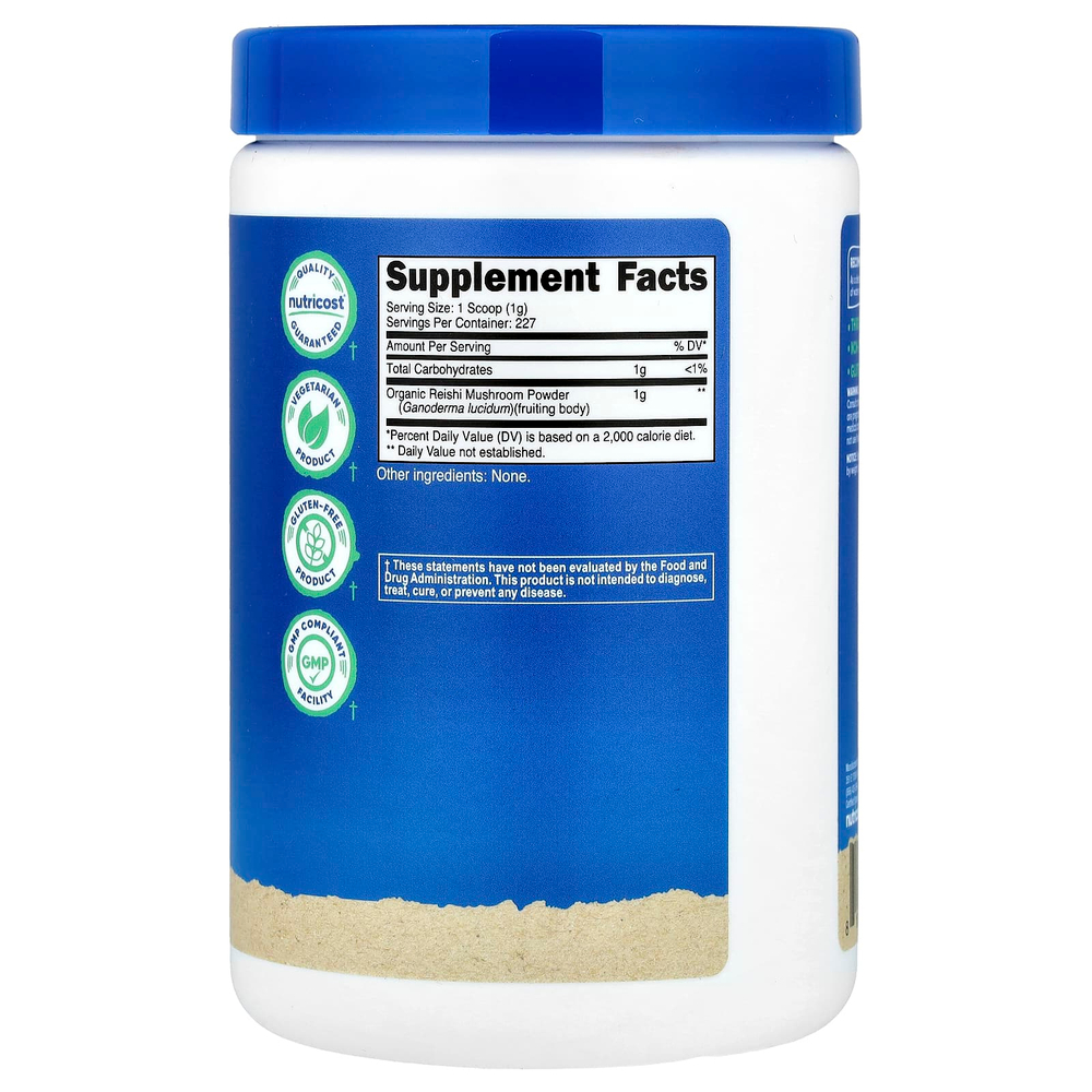 Nutricost, Органический гриб рейши, без добавок, 227 г (8,1 унции)