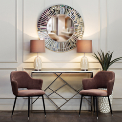 Зеркало декоративное настенное круглое 91см Garda Decor в зеркальной раме