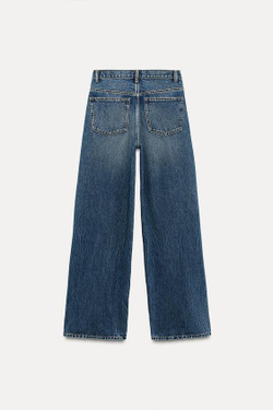 ZARA ДЖИНСЫ НА ЗАПÁХЕ С ШИРОКИМИ ШТАНИНАМИ И ВЫСОКОЙ ПОСАДКОЙ, МОРСКОЙ СИНИЙ