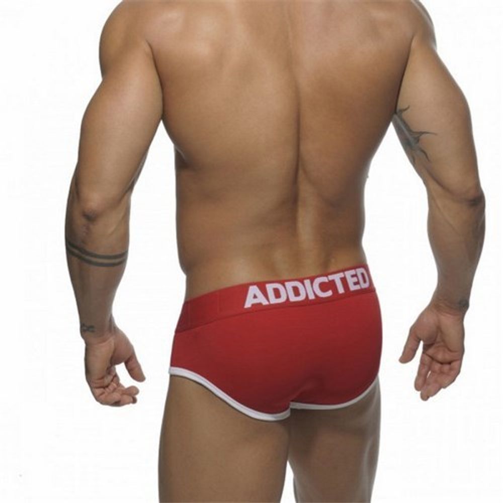 Мужские трусы брифы красные с белой полоской посередине Addicted BRIEF RED