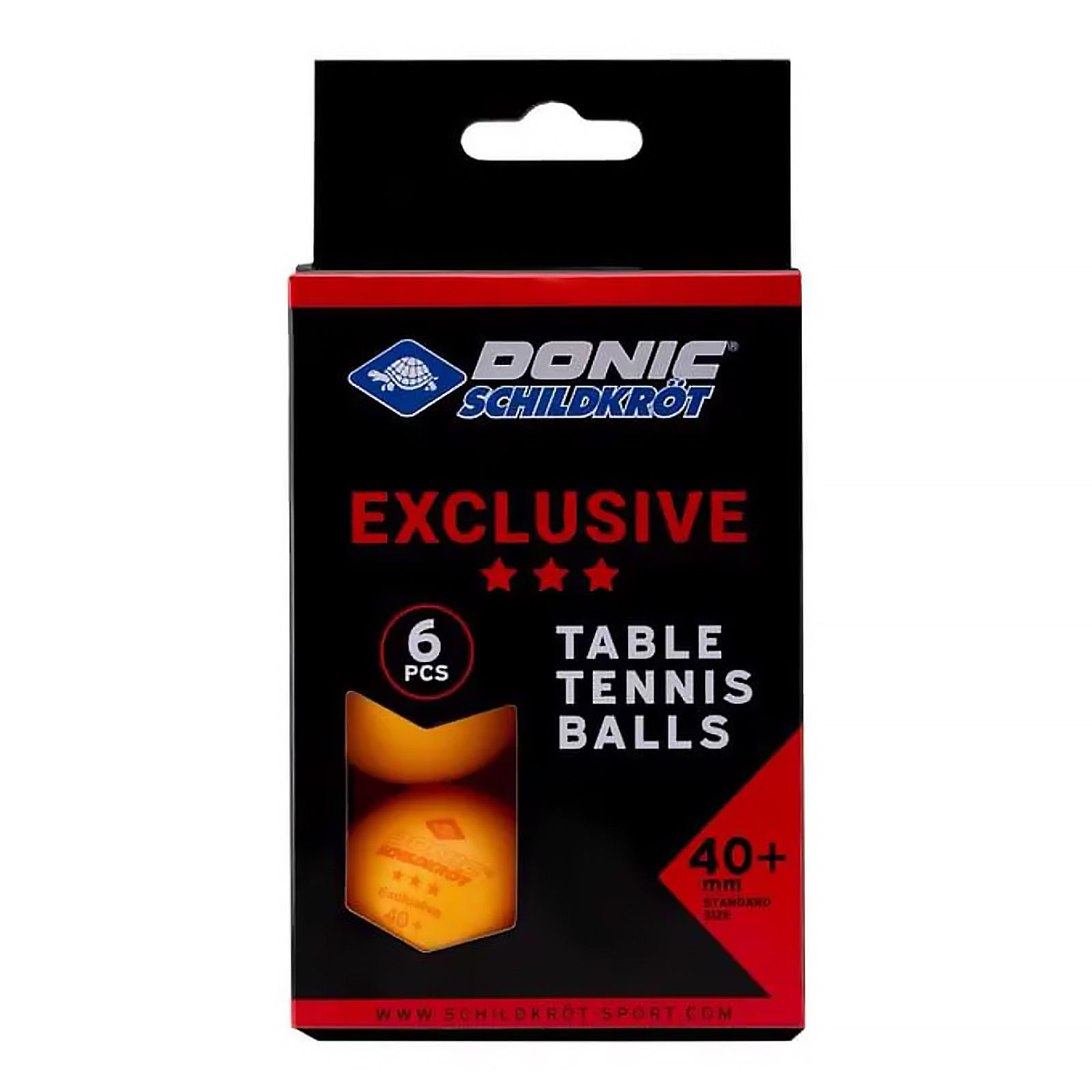 Мячики для н/тенниса DONIC EXCLUSIVE 3* 40+, 6 штук, оранжевый фото №1