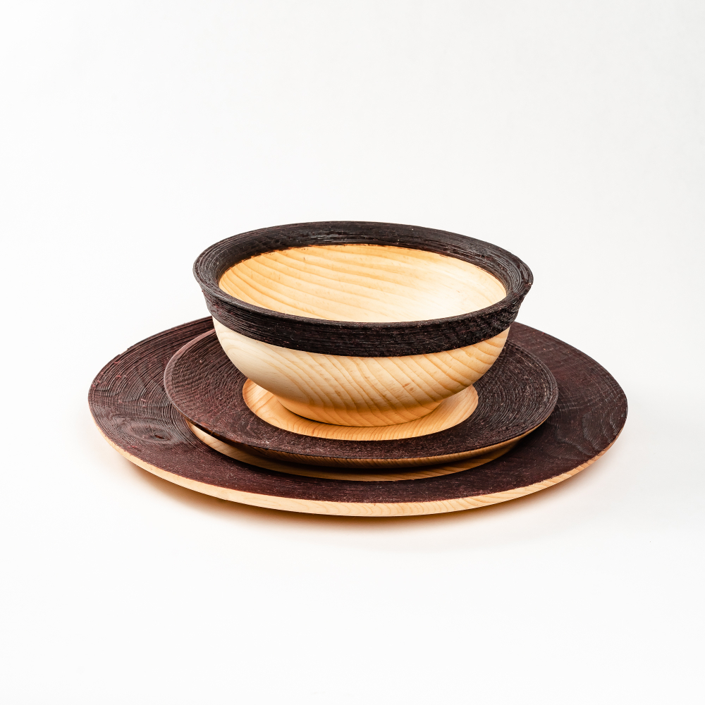 Набор деревянных тарелок из дерева сибирский кедр - 3 шт. TN81