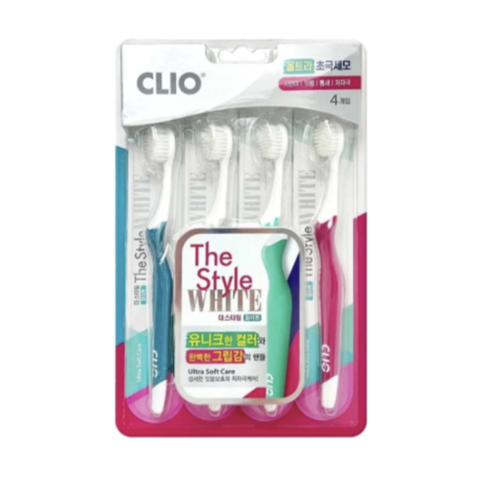 Зубная щетка с ультратонкими щетинками мягкая CLIO The Style White Ultra Soft Care Toothbrush