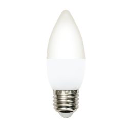 LED-C37-6W-3000K-E27-FR-DIM-SLS Лампа светодиодная. диммируемая. Форма свеча. матовая. Теплый белый свет 3000K. ТМ Volpe