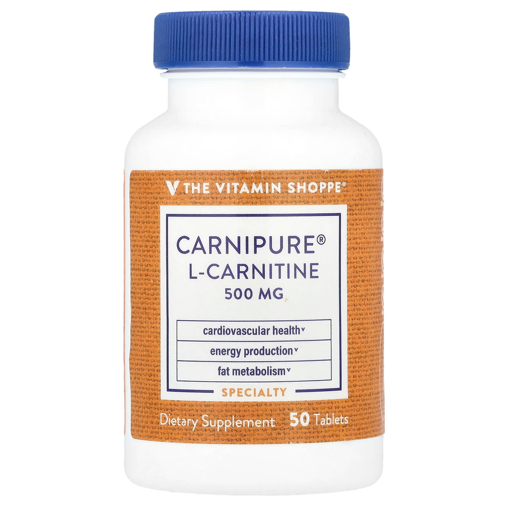 The Vitamin Shoppe, L-карнитин Carnipure®, 500 мг, 50 таблеток