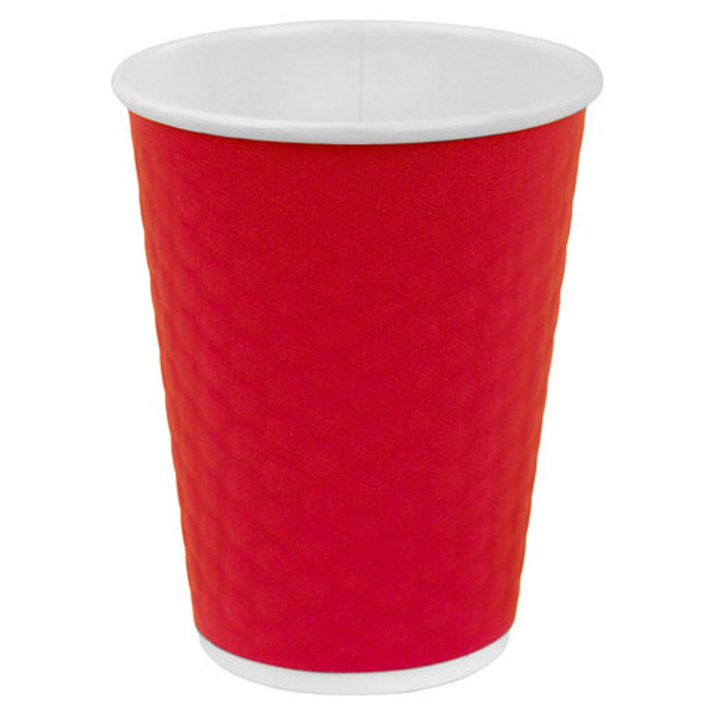Стакан одноразовый бумажный 300/360 мл, D 90 мм, двухслойный, "Соты", красный, КОМПЛЕКТ 50 шт., холодное/горячее, WELDAY (ВЭЛДЭЙ), 702705