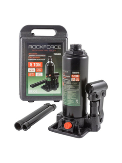Домкрат бутылочный 5т с клапаном (h min-195мм, h max-395мм), в кейсе RockForce##Rock FORCE RF-T90504-S(DS)