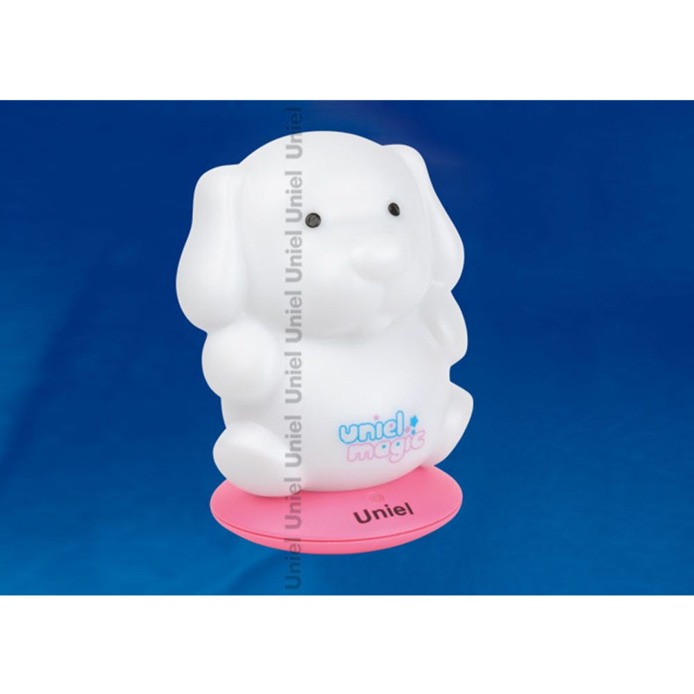 DTL-305-Собачка/3color/Base pink/Rech Светильник-ночник серия «Волшебные фонарики» аккумуляторный на розовой подставке. Пластиковая упаковка