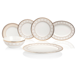 Сервиз столовый на 6 персон 21 предмет Noritake Трефолио,золотой кант