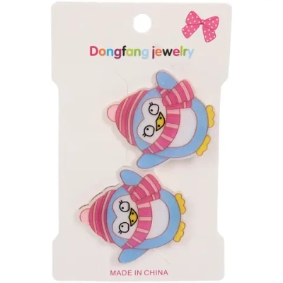 Зажимы для волос детские 2шт «БИСКВИТ», Пингвин, 5см