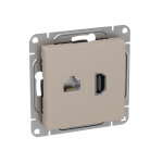 Механизм розетки HDMI+RJ45 (cat5), кремовый Эпика EKF