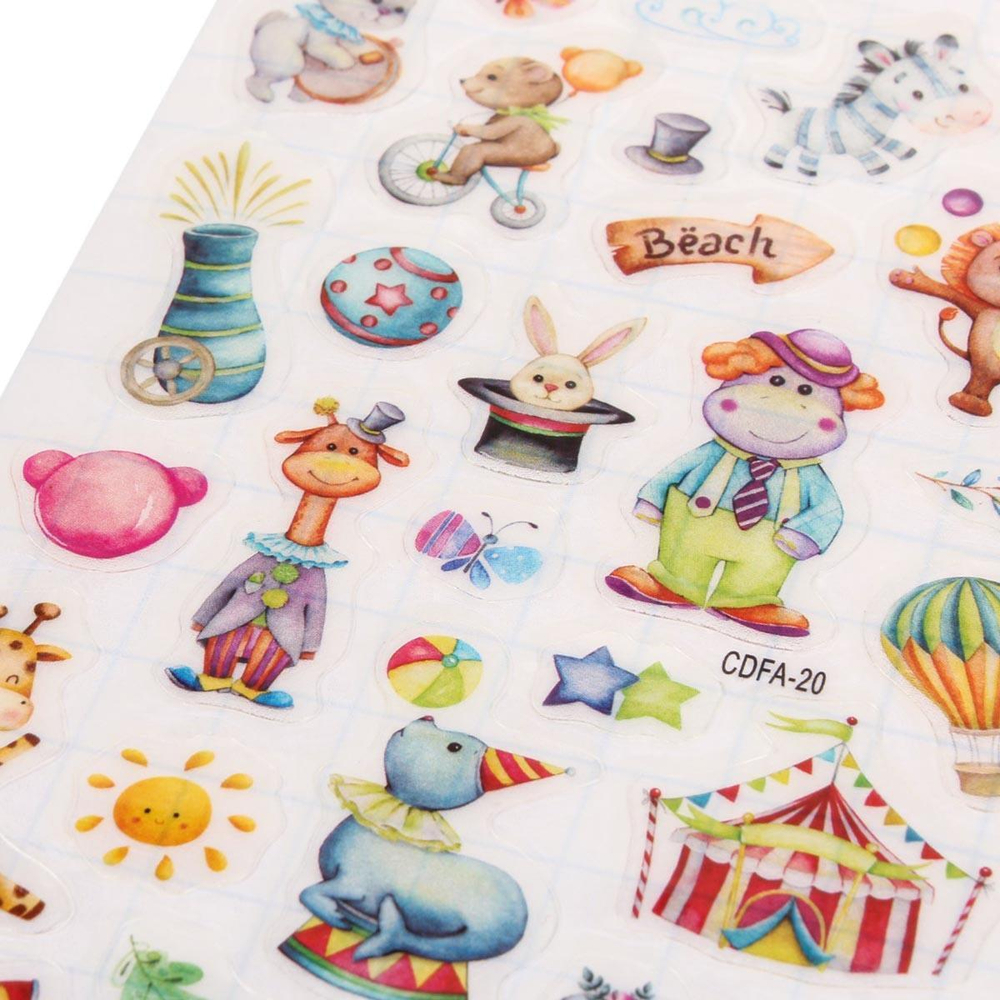 Наклейки "Цирковые животные" 21,5*11см. светятся в темноте