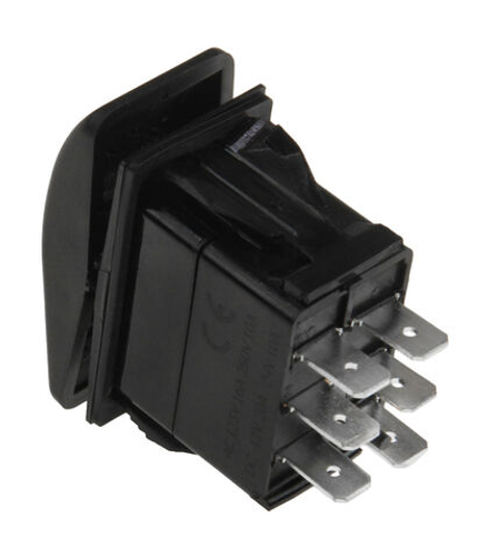 Переключатель трехпозиционный (ON)-OFF-(ON) 12В/20А 6Р без фиксации