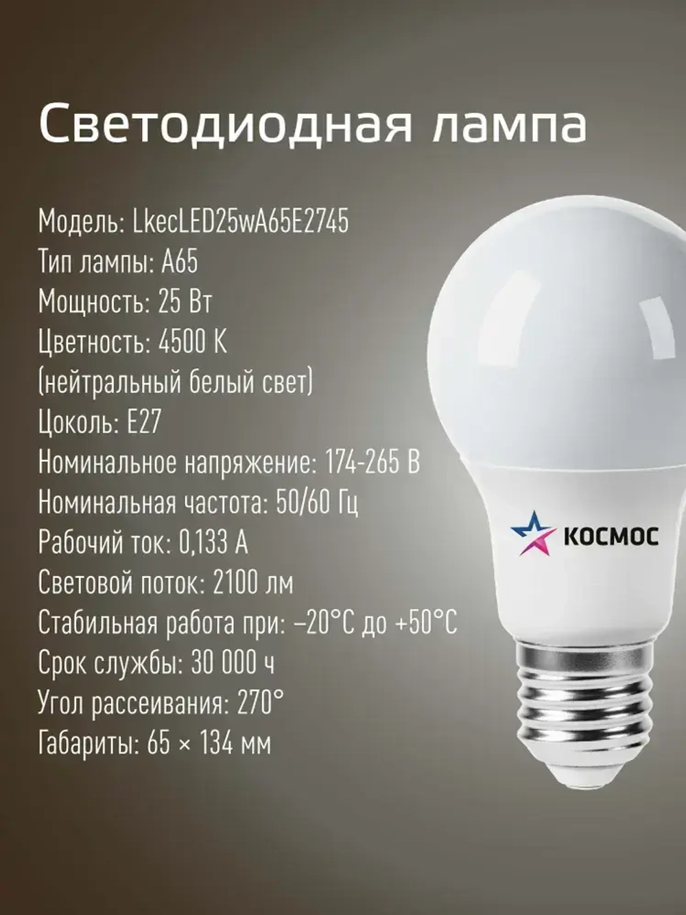 Лампочка светодиодная Е27 25 ВТ дневной свет 2 шт