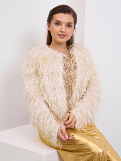 Костюм тройка брючный праздничный с пайетками для девочки золото бежевый