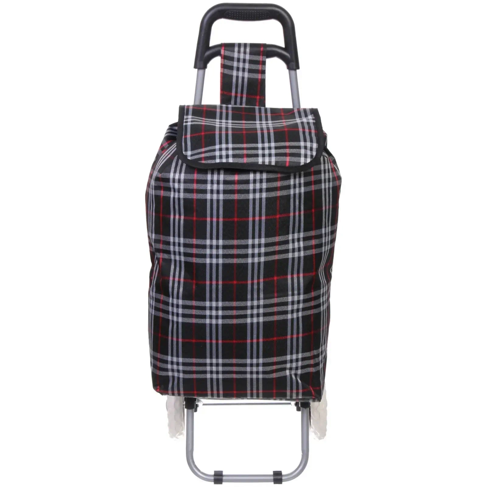 Тележка хозяйственная с сумкой (88*34*30см, колеса 16 см,грузоподъемность до 30 кг) клетчатая DC-306