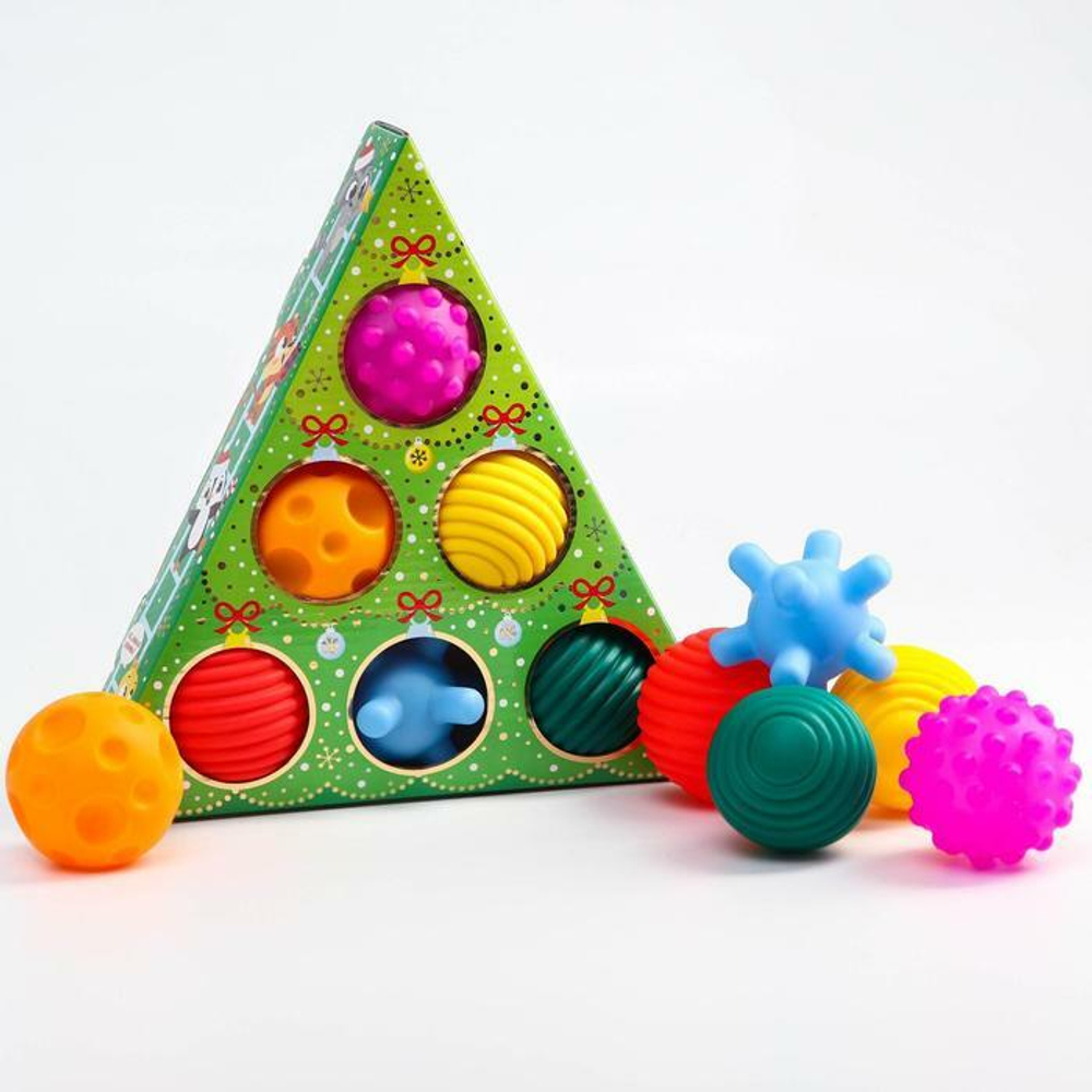 4376540 Подарочный набор развивающих массажных мячиков «Ёлочка», 6 шт