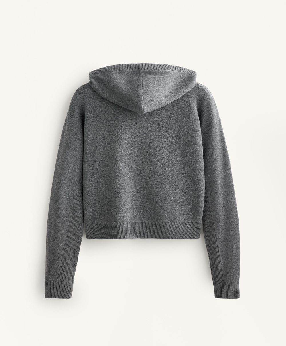 Oysho Вязаная куртка с капюшоном, темно-серый меланж