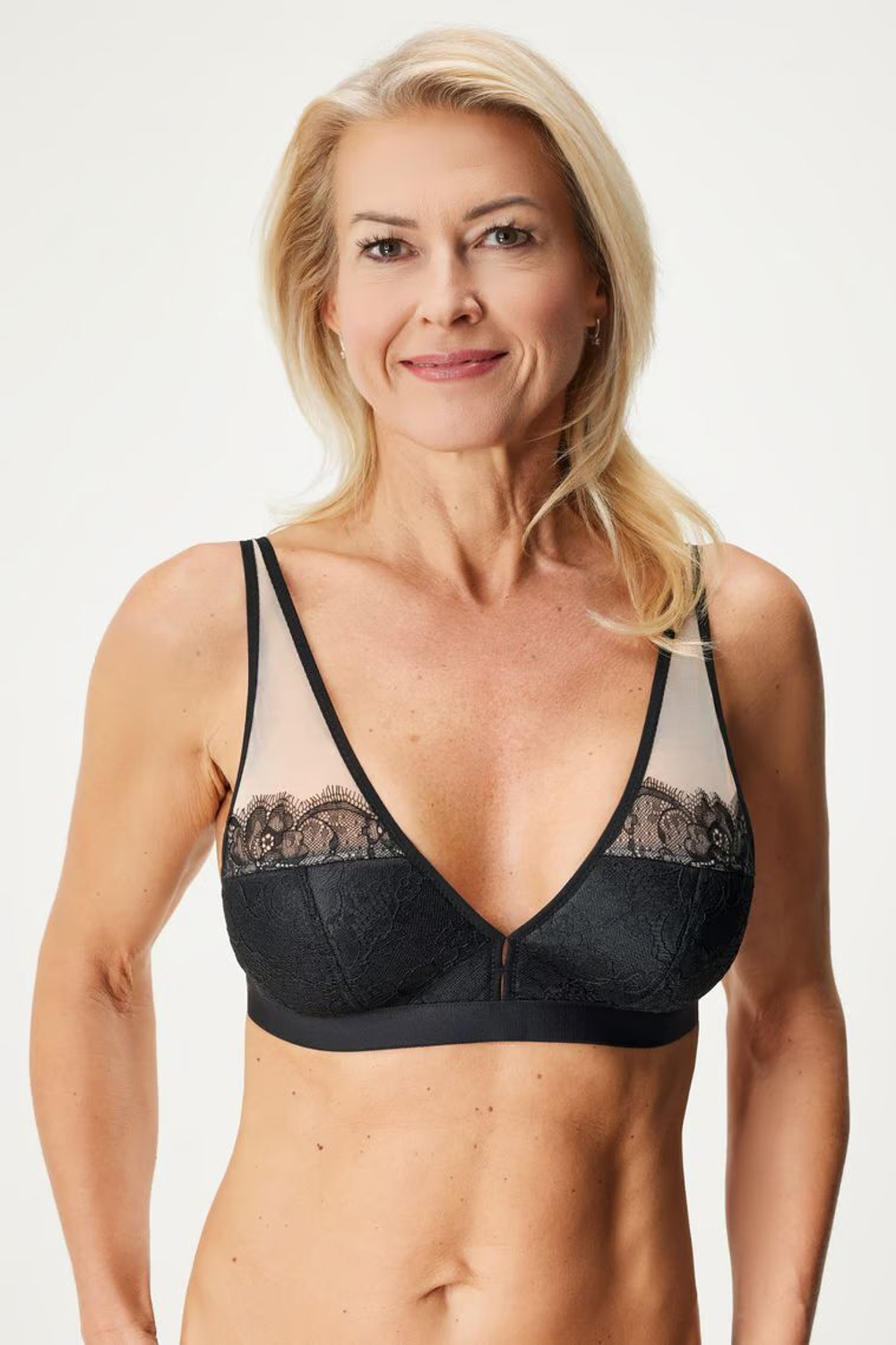 Бюстгальтер-бралетт без каркасов Divine (Размер: 75D) (Цвет: черный с бежевым)